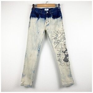 Young Versace Bleached‎ Printed Jeans Size XXS